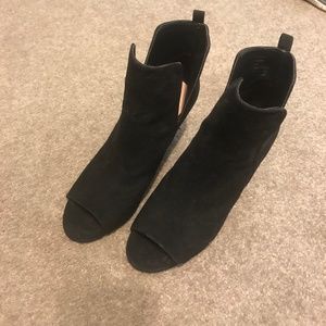 black peep toe booties